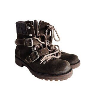 Bos & Co Corral Shoes Women's 38 7.5 Brown Waterproof Suede Boots Lace Up